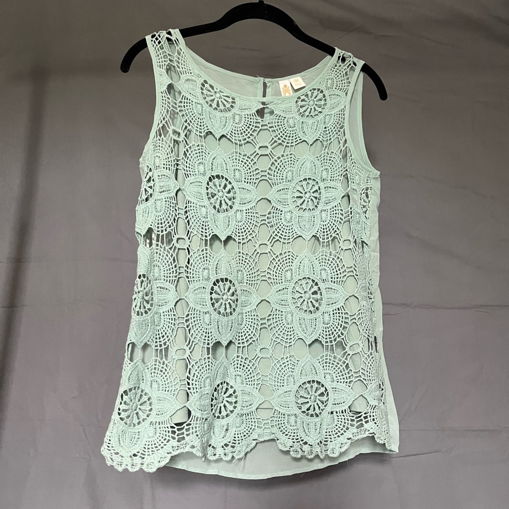 Two piece lace tank top- mint green